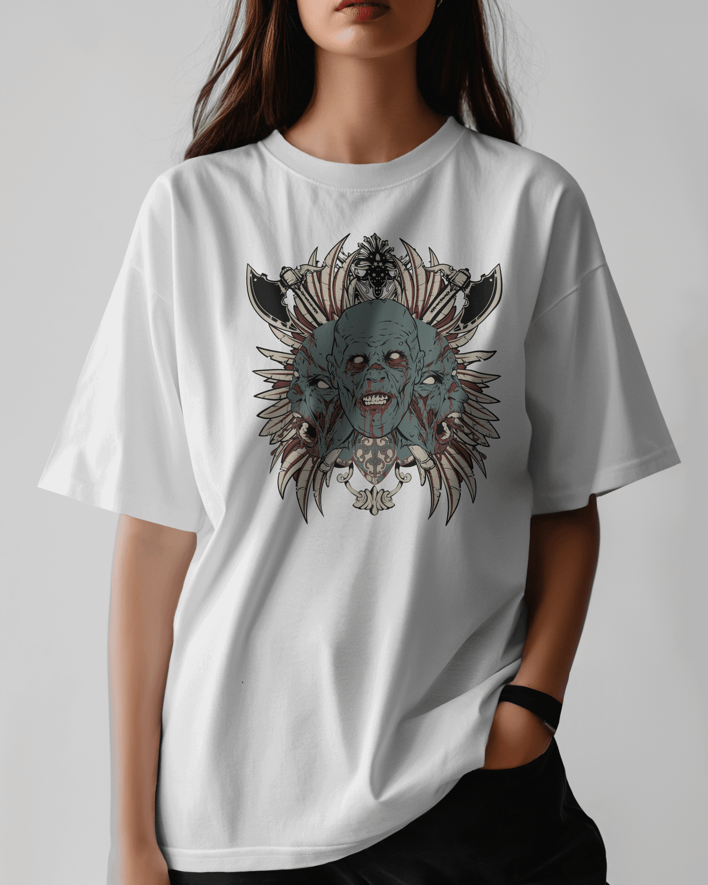 Premium Zombie Creature Gothic Oversized T-shirt - YORD