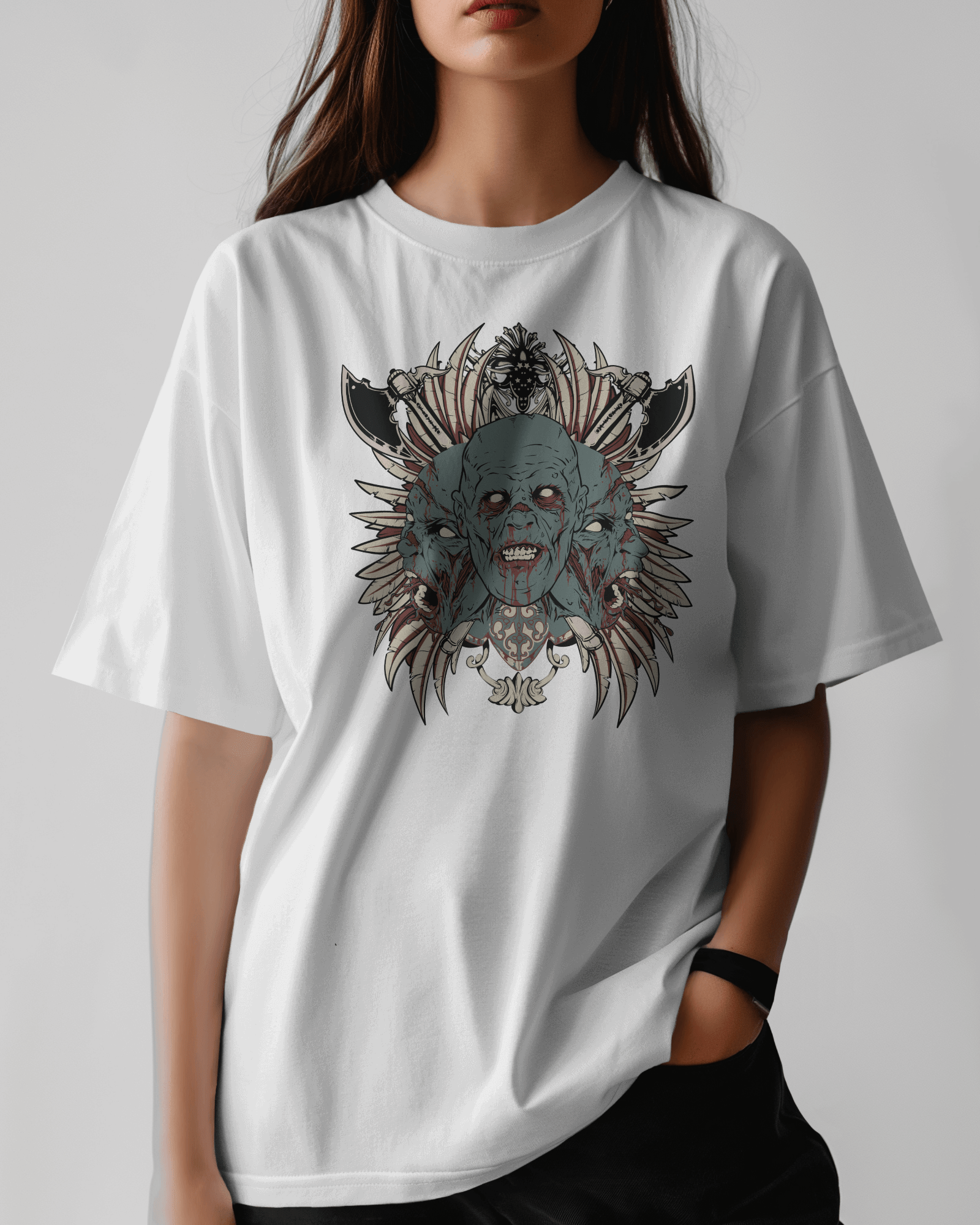 Premium Zombie Creature Gothic Oversized T-shirt - YORD