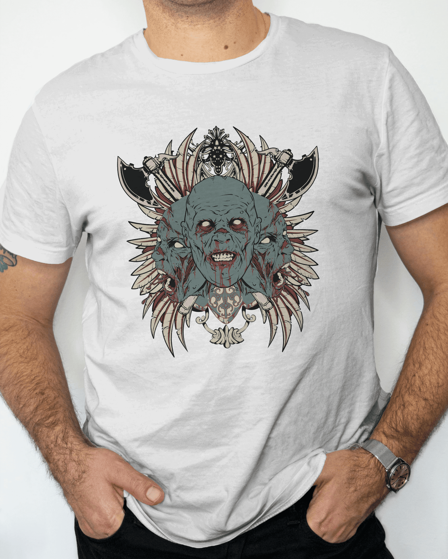 Premium Zombie Tribal Fusion Regular T-shirt - YORD