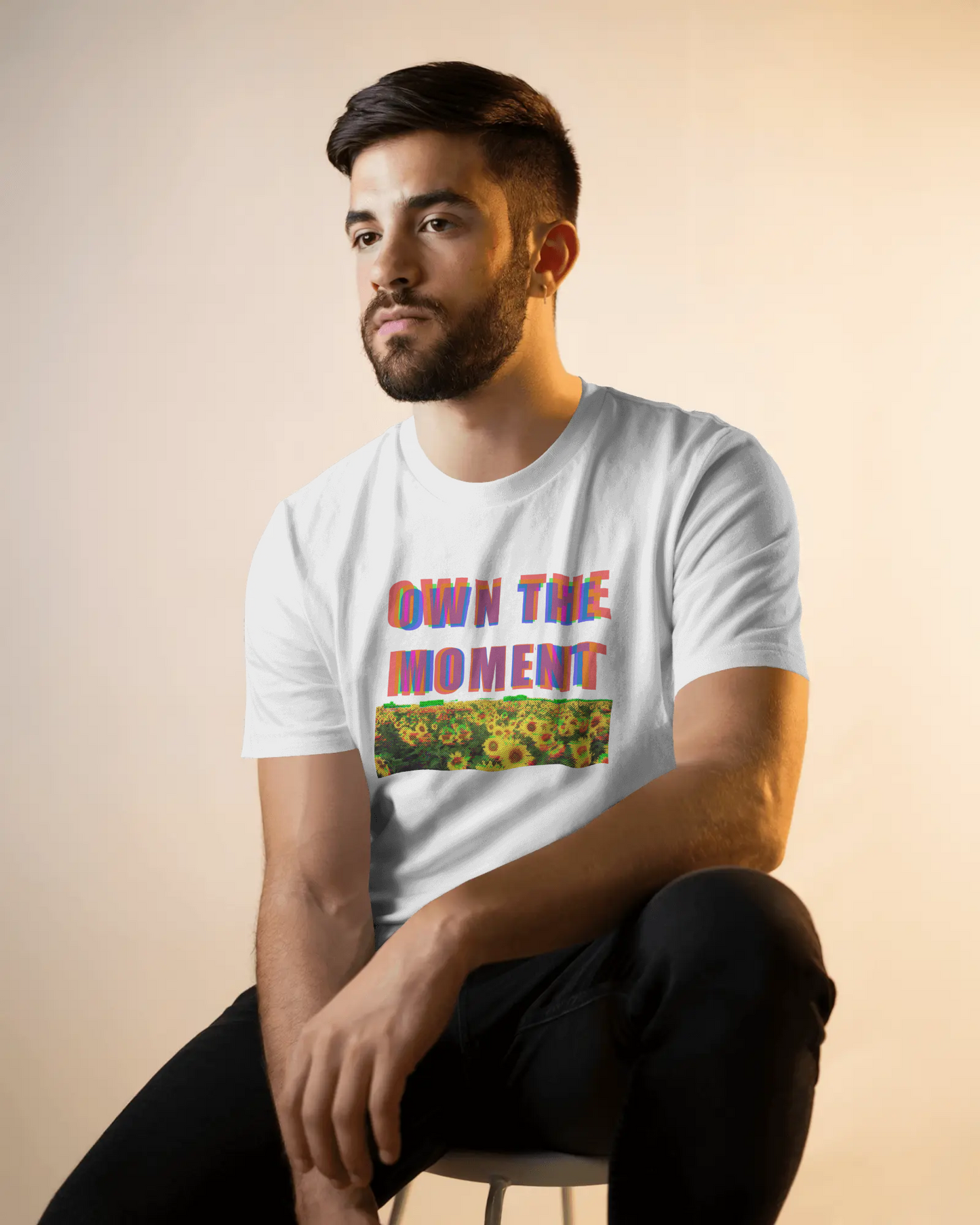 Premium 'Own The Moment' Sunflower Field Regular T-shirt