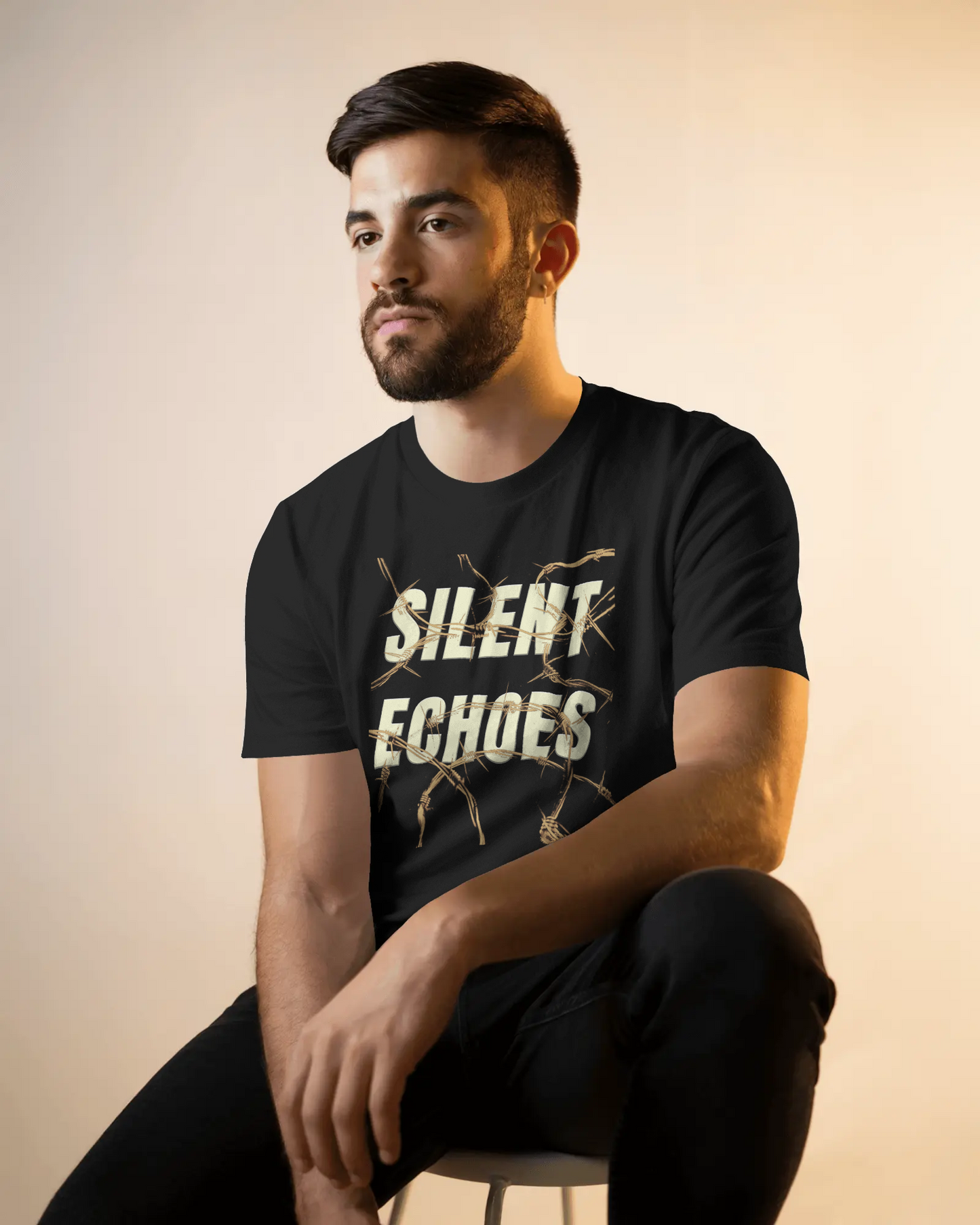 Premium Silent Echoes Barbed Wire Graphic Regular T-shirt