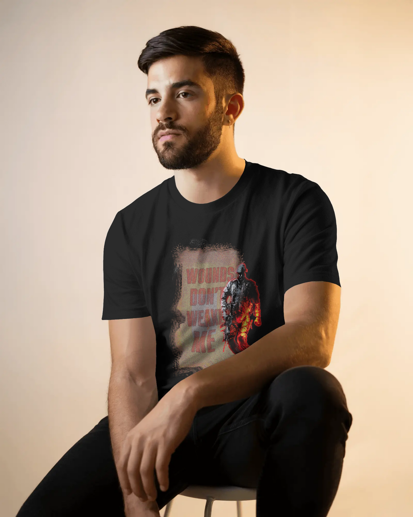 Premium Military 'Wounds Don't Weaken Me' Graphic Regular T-shirt