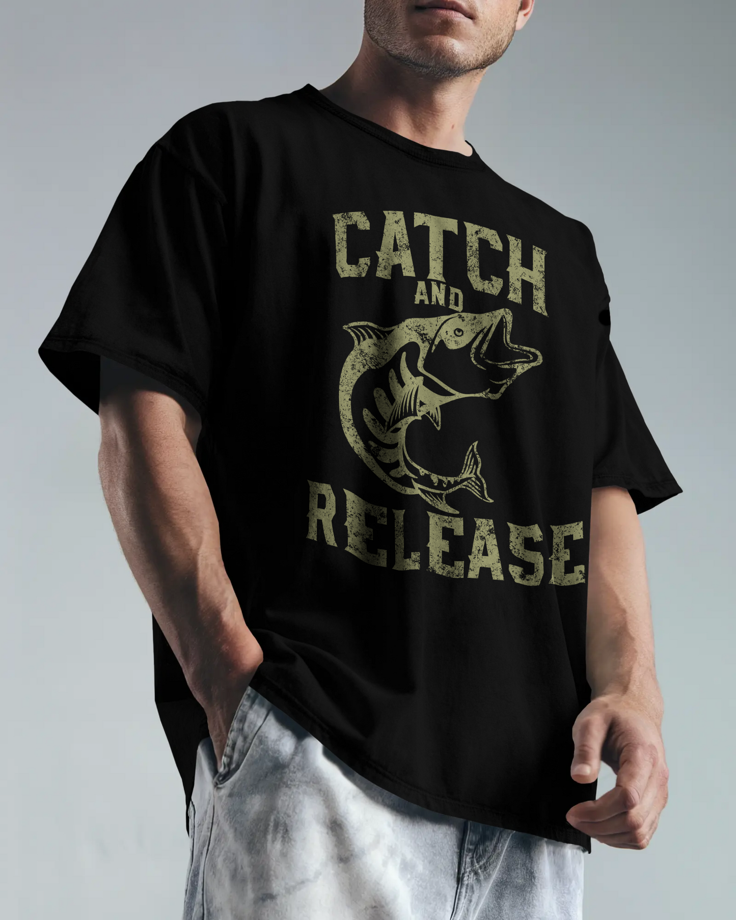 Premium Catch And Release Bass Fishing Oversized T-shirt