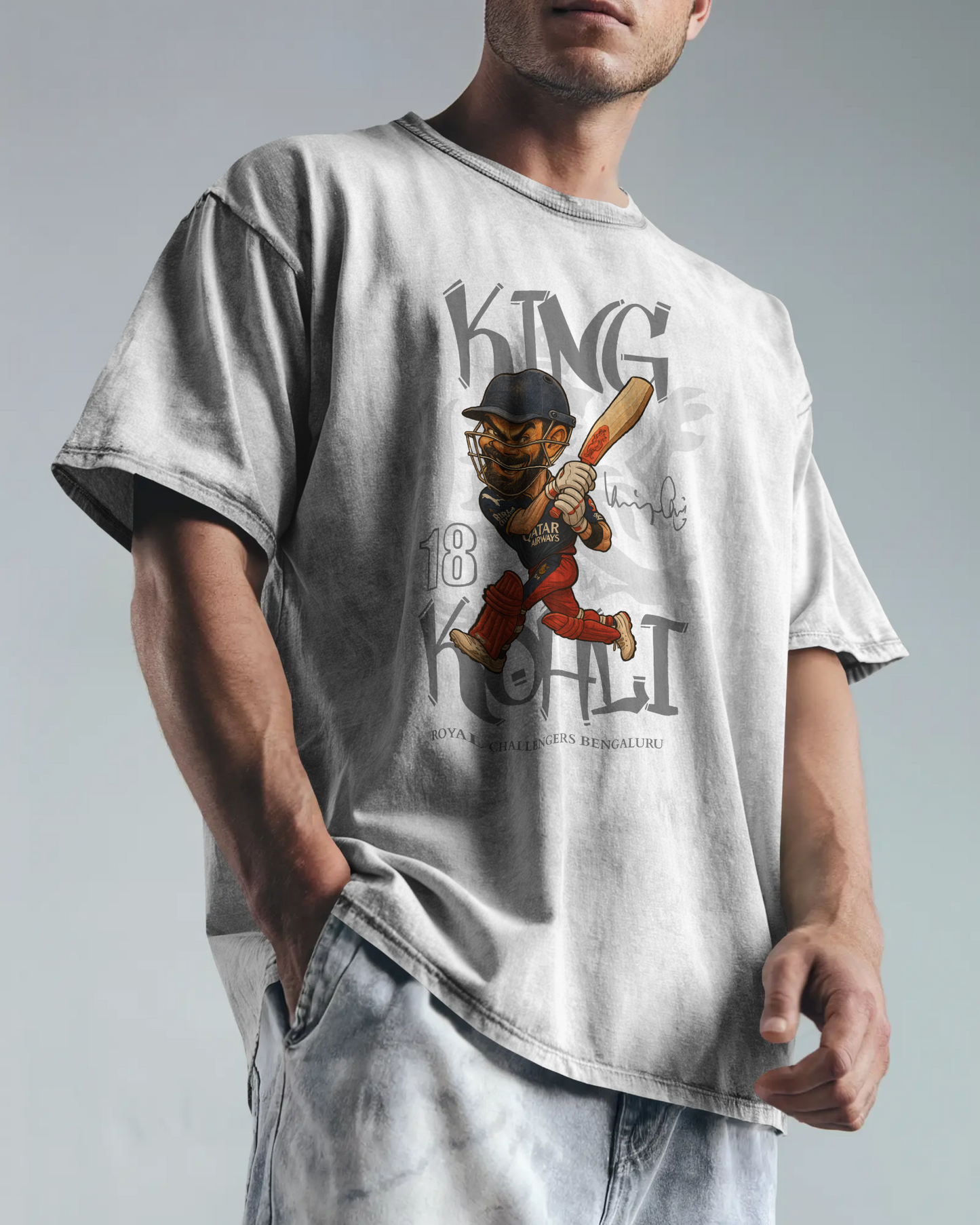 Premium RCB King Kohli Oversized Cricket T-shirt | IPL Edition
