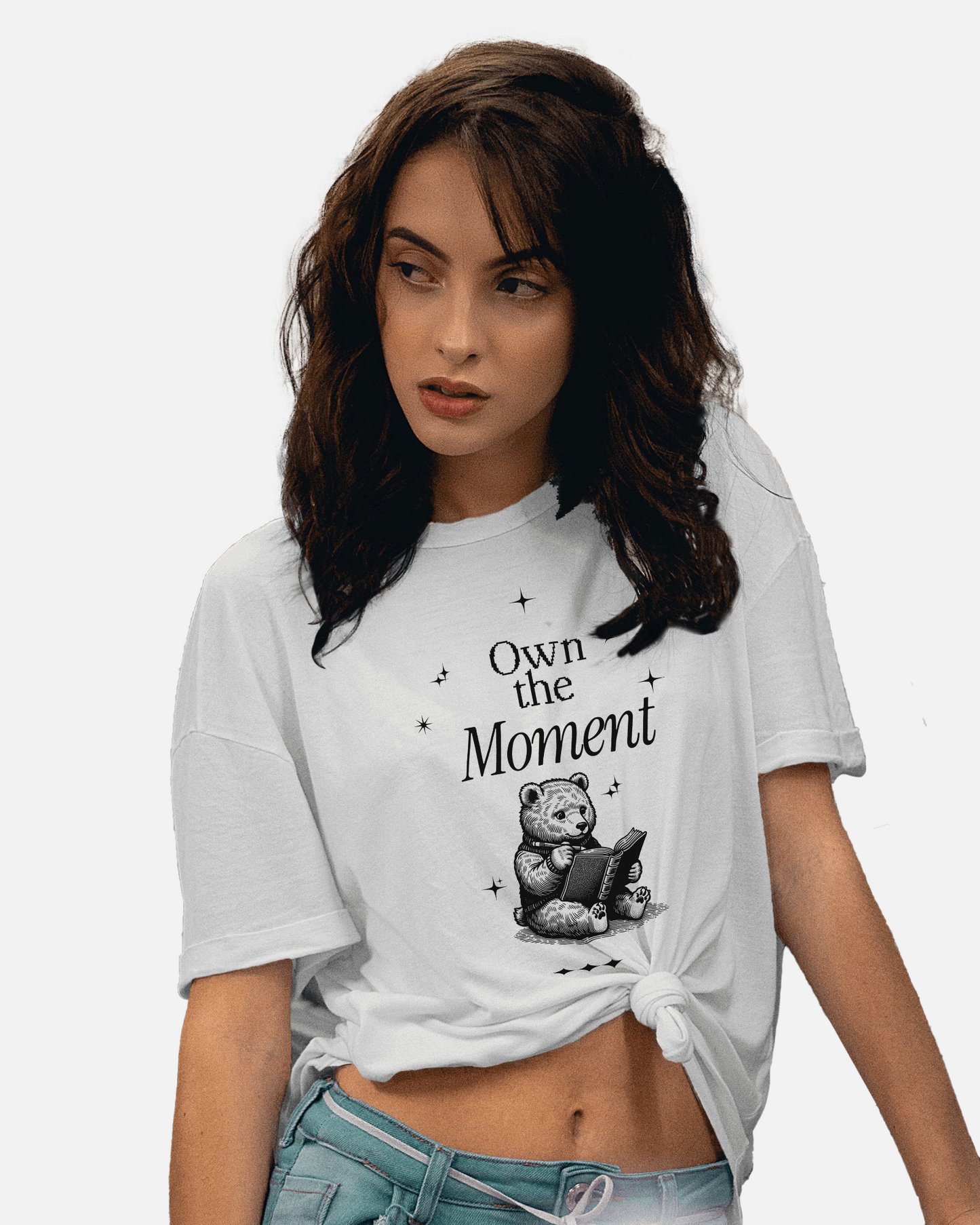 Premium 'Own the Moment' Teddy Bear Reading Regular T-shirt