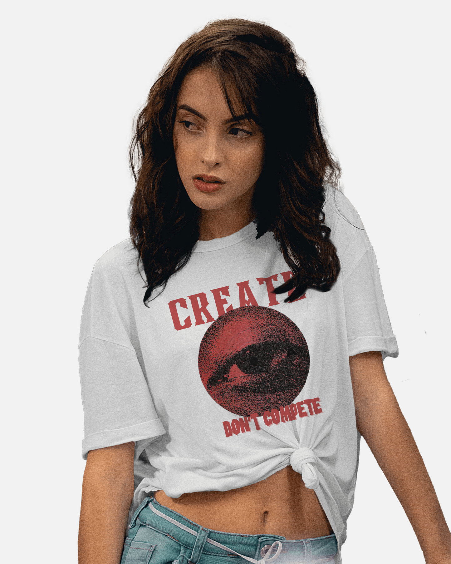 Premium 'CREATE DON'T COMPETE' Artistic Eye Regular T-shirt