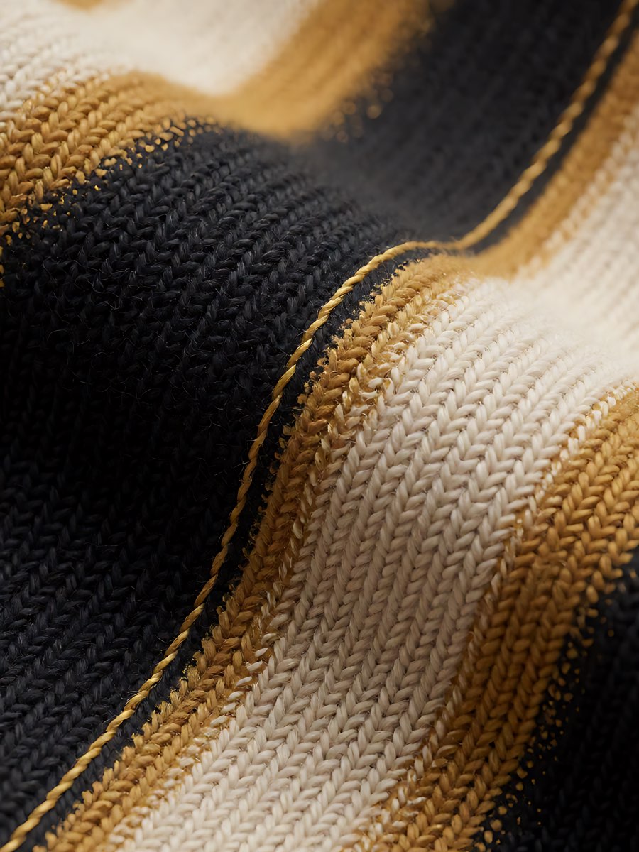 Close view of heavy French terry cotton with one gold thread